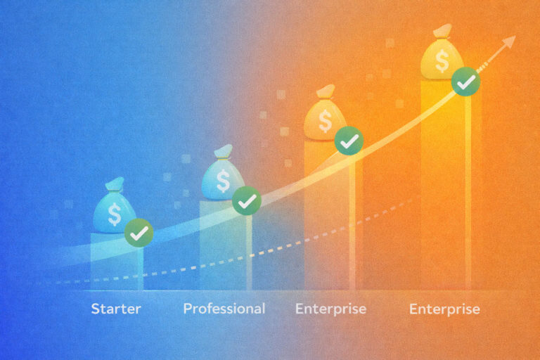 Abstract representation of value-based pricing tiers aligned with customer ROI realization
